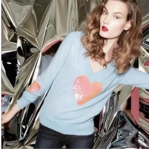 Like new Wildfox white label lightweight sequin heart pullover xs - Picture 2 of 9